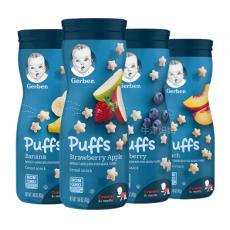 保税 美国嘉宝星星泡芙Gerber草莓蓝莓香草puffs宝宝儿童辅食 4罐